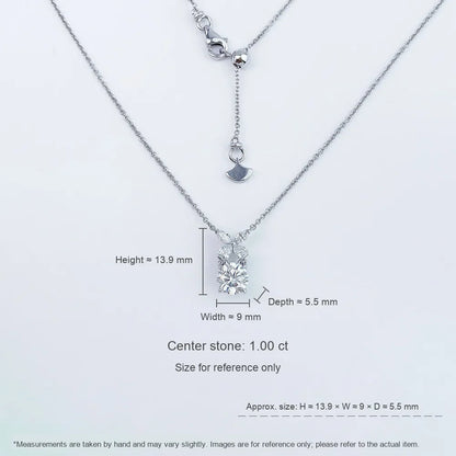 1 ct Butterfly Adjustable Round-Cut Lab-Grown Diamond Necklace in PT950 Platinum
