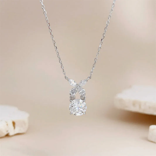 1.05 ct Butterfly Adjustable Mixed-Cut Lab-Grown Diamond Necklace in 18K White Gold – APYN0047-W