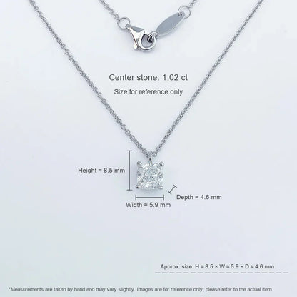 1.03 ct Minimalist Princess-Cut Lab-Grown Diamond Necklace in PT950 Platinum – APYN0048-PT