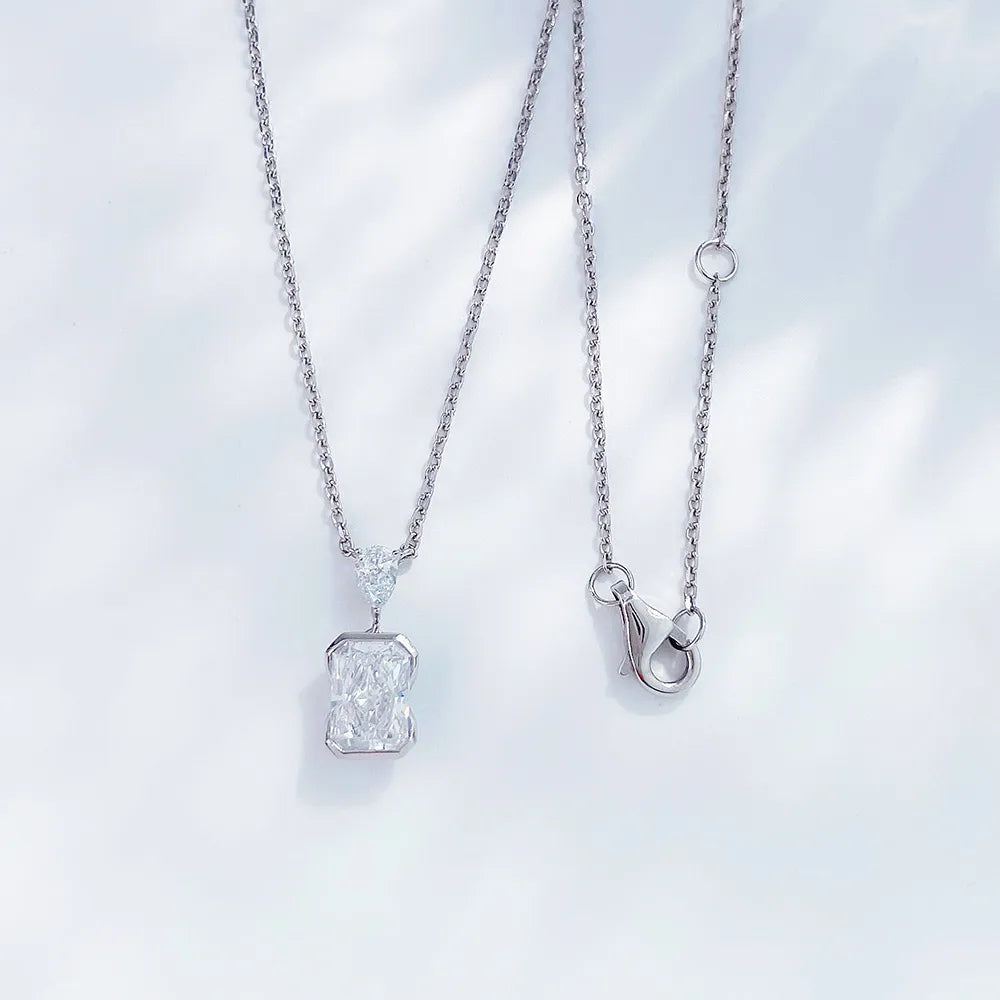 1.02 ct Minimalist Adjustable Radiant-Cut Lab-Grown Diamond Necklace in PT950 Platinum