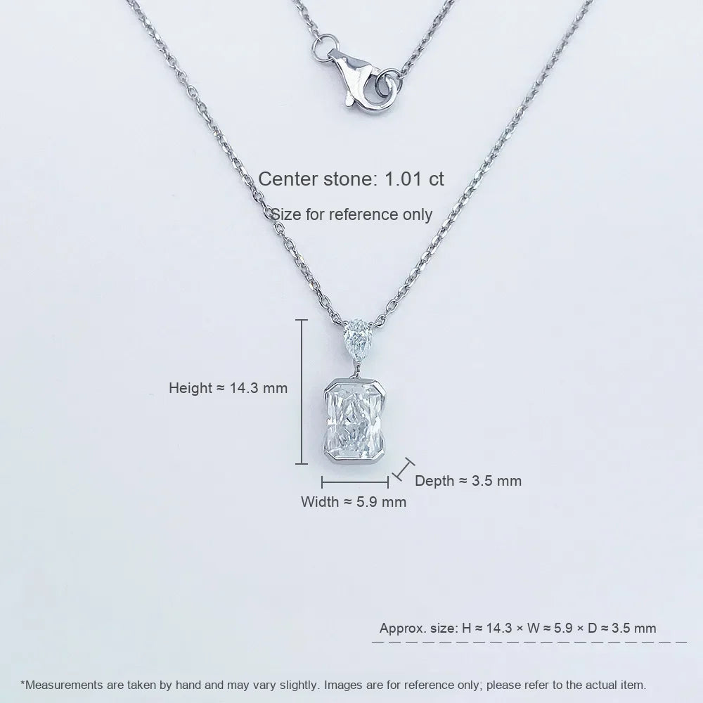 1.02 ct Minimalist Adjustable Radiant-Cut Lab-Grown Diamond Necklace in PT950 Platinum