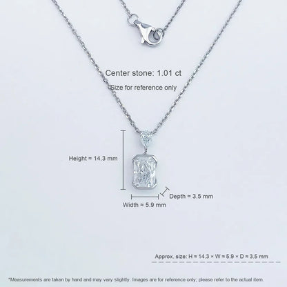 1.02 ct Minimalist Adjustable Radiant-Cut Lab-Grown Diamond Necklace in PT950 Platinum