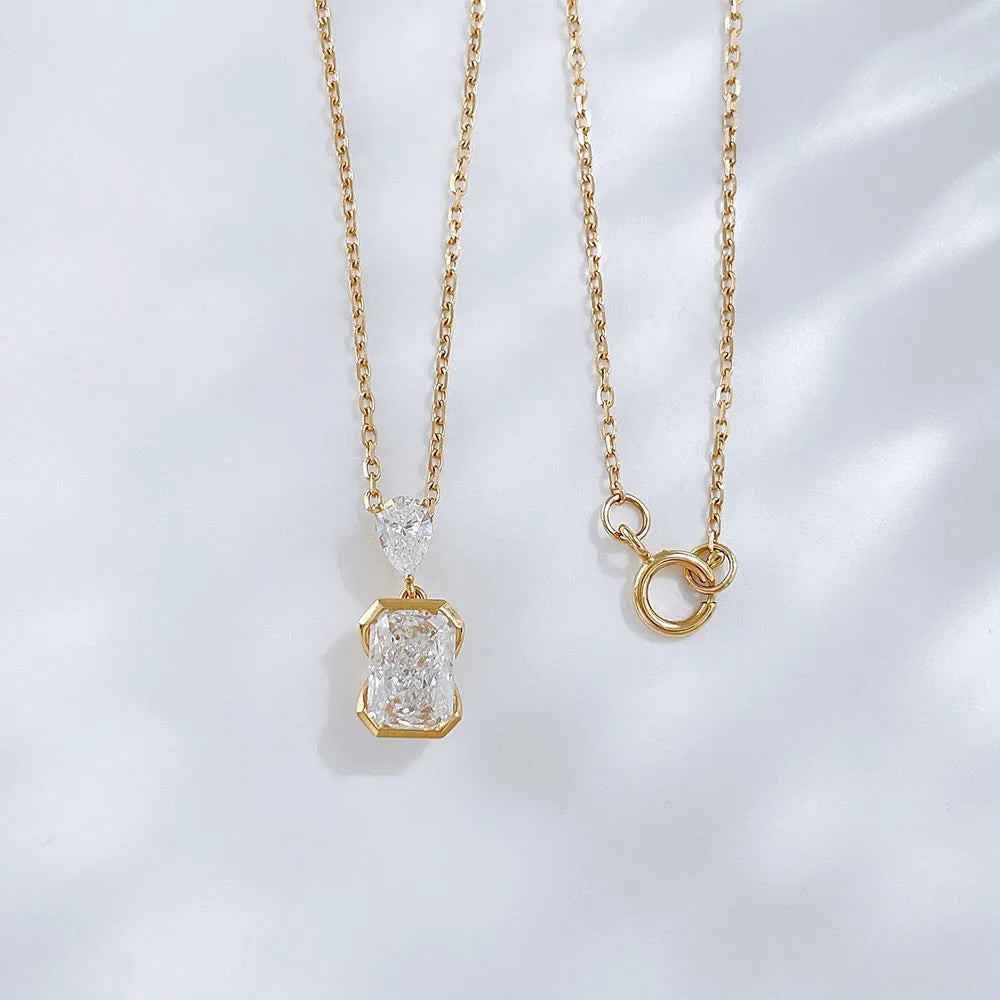 1.01 ct Minimalist Adjustable Radiant-Cut Lab-Grown Diamond Necklace in 18K Yellow Gold