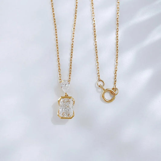 1.01 ct Minimalist Adjustable Radiant-Cut Lab-Grown Diamond Necklace in 18K Yellow Gold