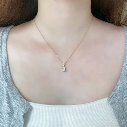 1.01 ct Minimalist Adjustable Radiant-Cut Lab-Grown Diamond Necklace in 18K Yellow Gold