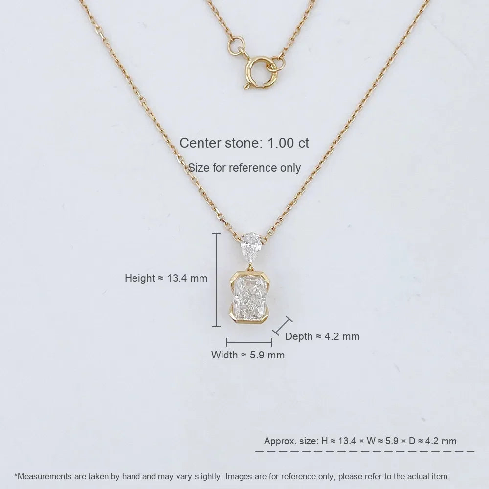 1.01 ct Minimalist Adjustable Radiant-Cut Lab-Grown Diamond Necklace in 18K Yellow Gold