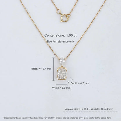 1.01 ct Minimalist Adjustable Radiant-Cut Lab-Grown Diamond Necklace in 18K Yellow Gold