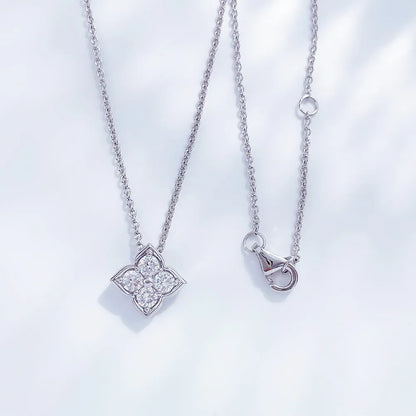 0.38 ctw Four-Leaf Clover Adjustable Round-Cut Lab-Grown Diamond Necklace in PT950 Platinum