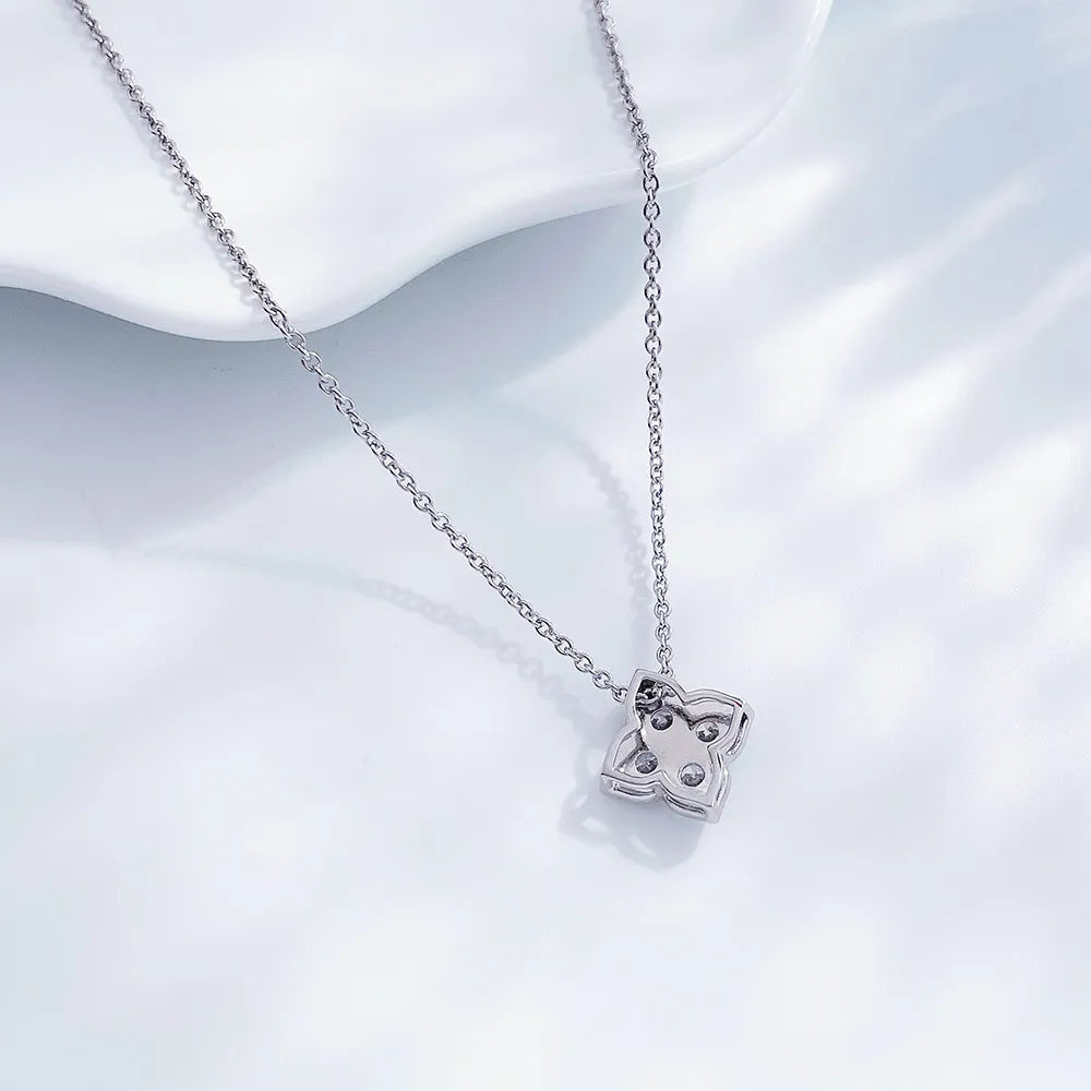 0.38 ctw Four-Leaf Clover Adjustable Round-Cut Lab-Grown Diamond Necklace in PT950 Platinum