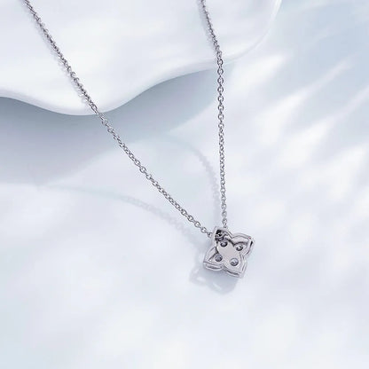 0.38 ctw Four-Leaf Clover Adjustable Round-Cut Lab-Grown Diamond Necklace in PT950 Platinum
