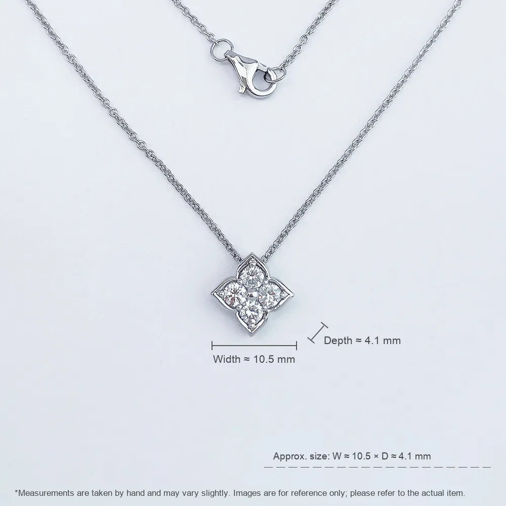 0.38 ctw Four-Leaf Clover Adjustable Round-Cut Lab-Grown Diamond Necklace in PT950 Platinum