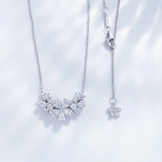 2.26 ctw Floral Mixed-Cut Lab-Grown Diamond Necklace in PT950 Platinum – APYN0052-PT