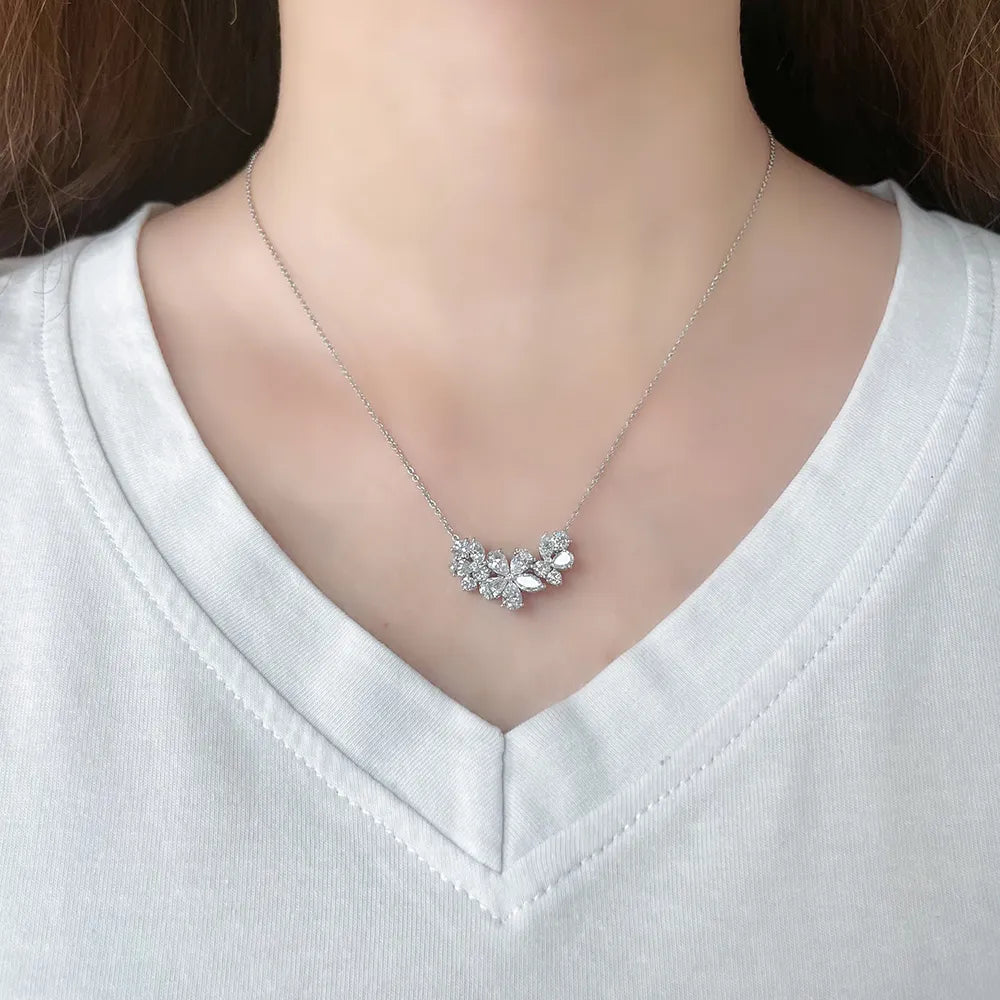 2.26 ctw Floral Mixed-Cut Lab-Grown Diamond Necklace in PT950 Platinum – APYN0052-PT
