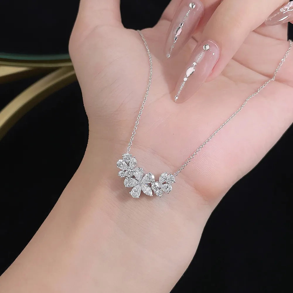 2.26 ctw Floral Mixed-Cut Lab-Grown Diamond Necklace in PT950 Platinum – APYN0052-PT