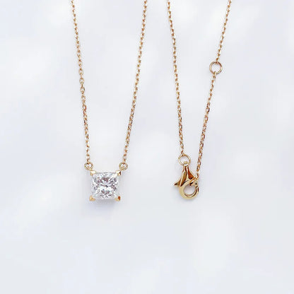 1.07 ct Minimalist Princess-Cut Lab-Grown Diamond Necklace in 18K Yellow Gold – APYN0053-Y