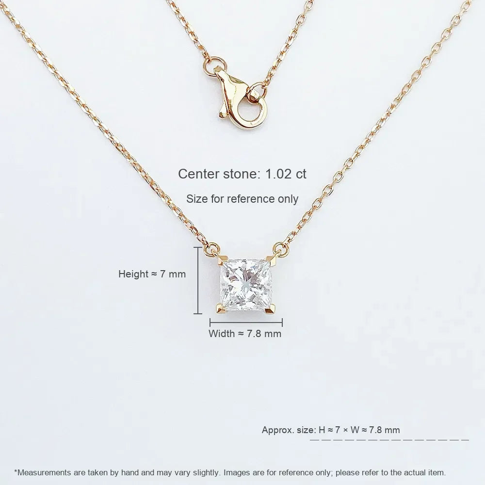 1.07 ct Minimalist Princess-Cut Lab-Grown Diamond Necklace in 18K Yellow Gold – APYN0053-Y