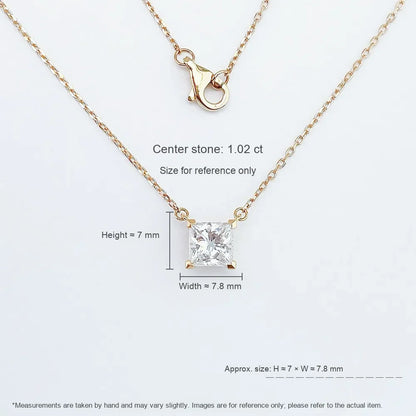 1.07 ct Minimalist Princess-Cut Lab-Grown Diamond Necklace in 18K Yellow Gold – APYN0053-Y