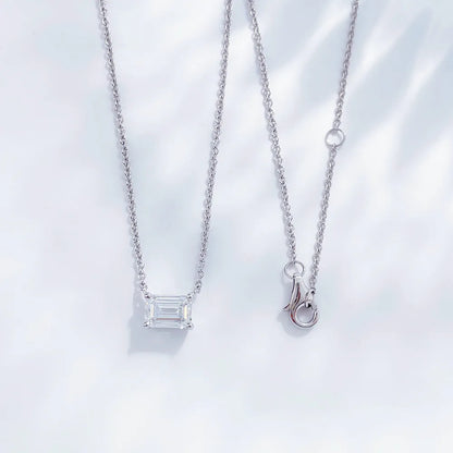 1.07 ct Minimalist Emerald-Cut Lab-Grown Diamond Necklace in PT950 Platinum – APYN0054-PT