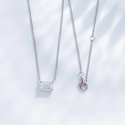 1.07 ct Minimalist Emerald-Cut Lab-Grown Diamond Necklace in PT950 Platinum – APYN0054-PT