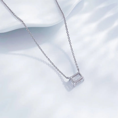 1.07 ct Minimalist Emerald-Cut Lab-Grown Diamond Necklace in PT950 Platinum – APYN0054-PT