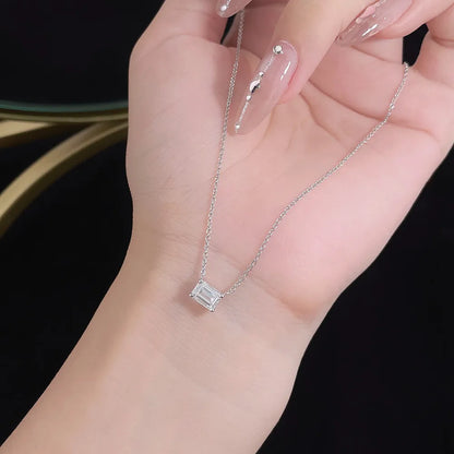 1.07 ct Minimalist Emerald-Cut Lab-Grown Diamond Necklace in PT950 Platinum – APYN0054-PT