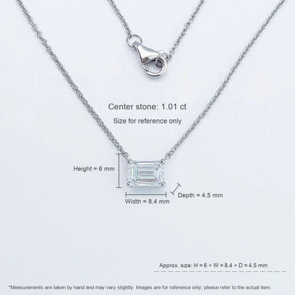 1.07 ct Minimalist Emerald-Cut Lab-Grown Diamond Necklace in PT950 Platinum – APYN0054-PT