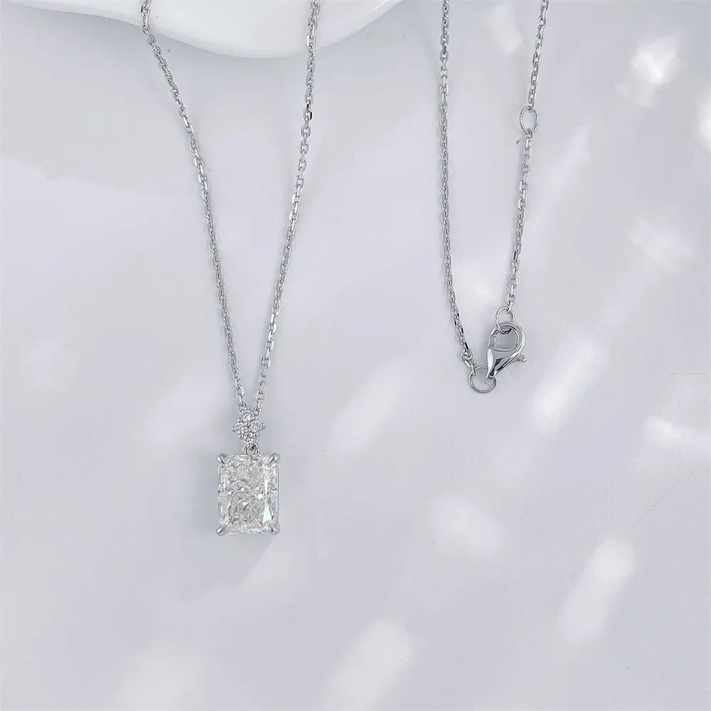 3.01 ct Minimalist Four-Prong Radiant-Cut Lab-Grown Diamond Necklace in 18K White Gold