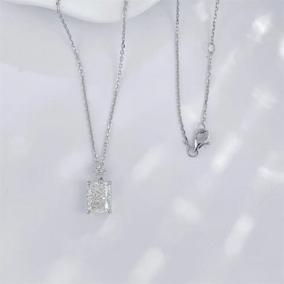 3.01 ct Minimalist Four-Prong Radiant-Cut Lab-Grown Diamond Necklace in 18K White Gold