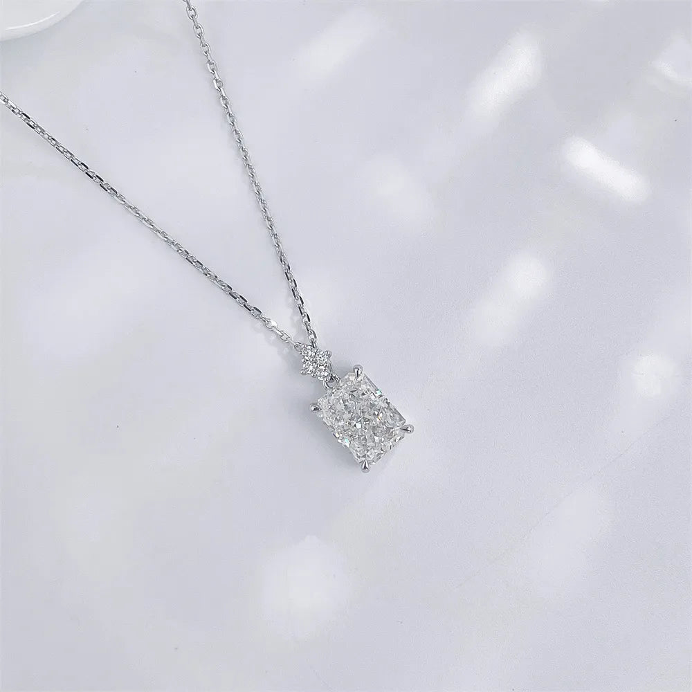 3.01 ct Minimalist Four-Prong Radiant-Cut Lab-Grown Diamond Necklace in 18K White Gold