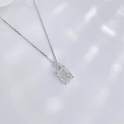 3.01 ct Minimalist Four-Prong Radiant-Cut Lab-Grown Diamond Necklace in 18K White Gold