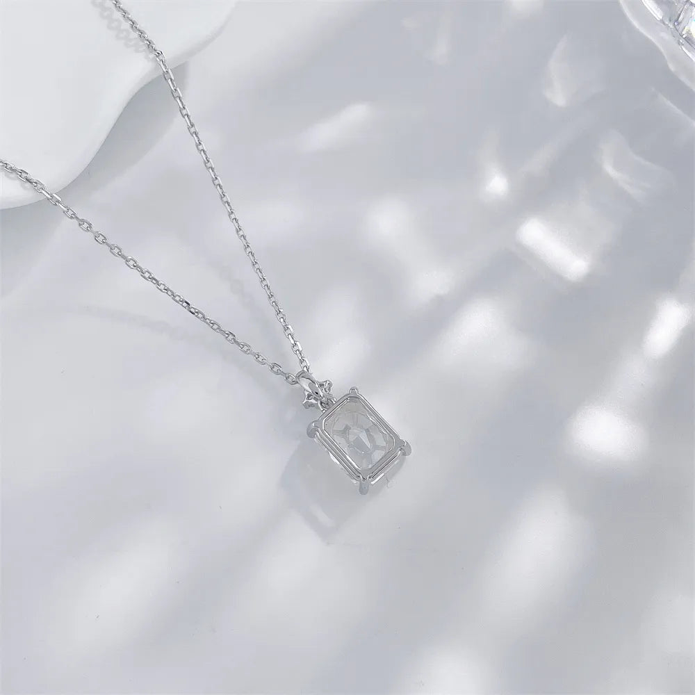 3.01 ct Minimalist Four-Prong Radiant-Cut Lab-Grown Diamond Necklace in 18K White Gold