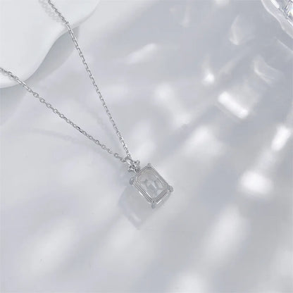 3.01 ct Minimalist Four-Prong Radiant-Cut Lab-Grown Diamond Necklace in 18K White Gold