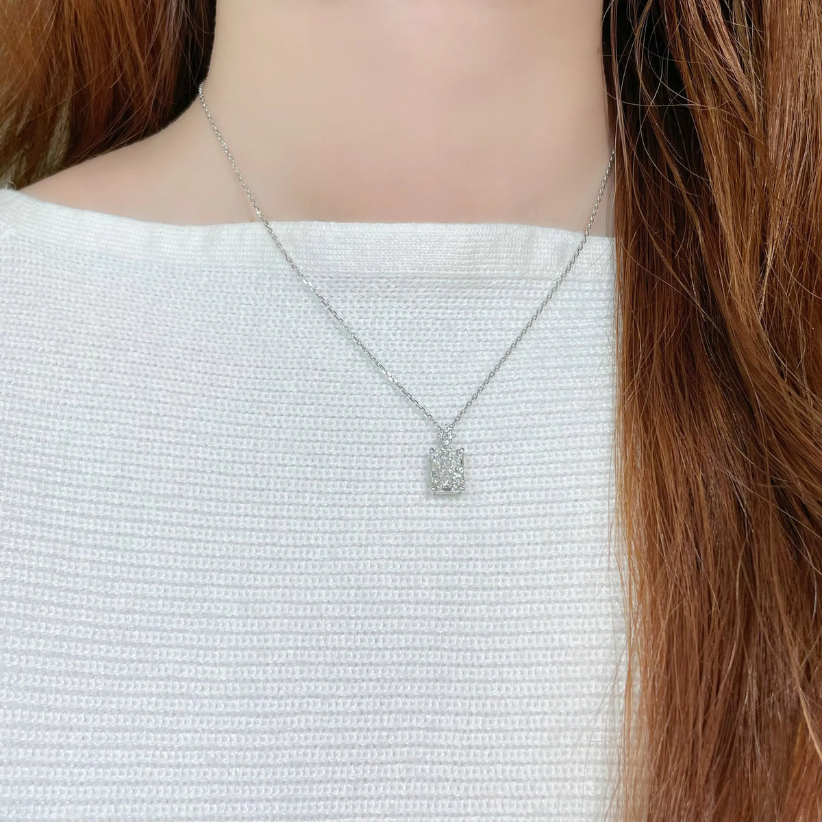 3.01 ct Minimalist Four-Prong Radiant-Cut Lab-Grown Diamond Necklace in 18K White Gold