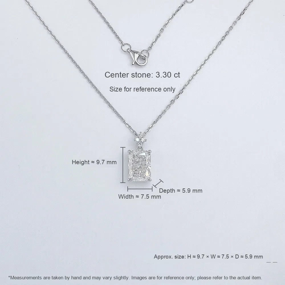3.01 ct Minimalist Four-Prong Radiant-Cut Lab-Grown Diamond Necklace in 18K White Gold