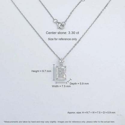 3.01 ct Minimalist Four-Prong Radiant-Cut Lab-Grown Diamond Necklace in 18K White Gold