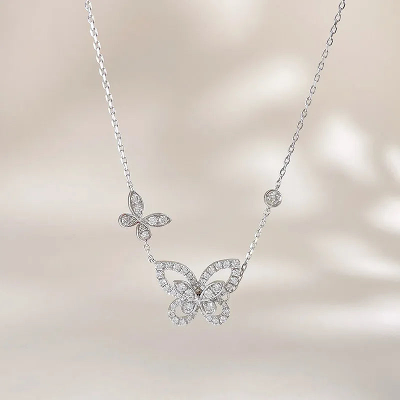 0.5 ctw Butterfly Mixed-Cut Lab-Grown Diamond Necklace in 18K White Gold