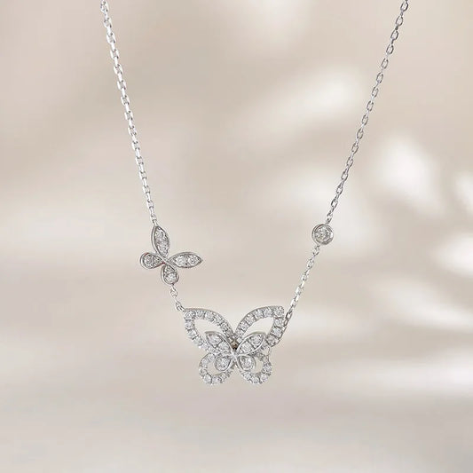 0.5 ctw Butterfly Mixed-Cut Lab-Grown Diamond Necklace in 18K White Gold