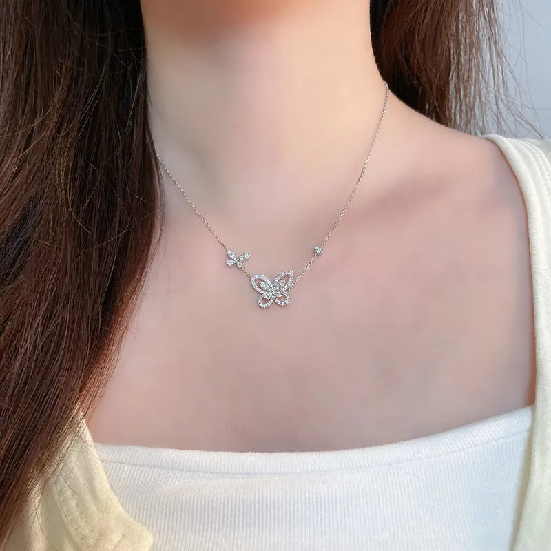 0.5 ctw Butterfly Mixed-Cut Lab-Grown Diamond Necklace in 18K White Gold