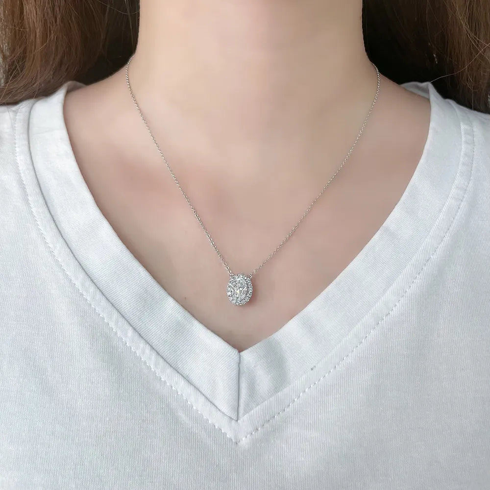 1.12 ct Celestial Oval-Cut Lab-Grown Diamond Necklace in PT950 Platinum