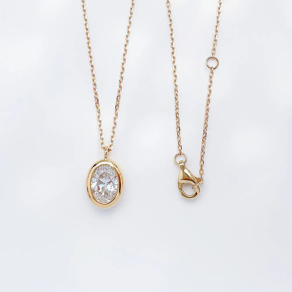 1.02 ct Minimalist Oval-Cut Lab-Grown Diamond Necklace in 18K Yellow Gold – APYN0060-Y