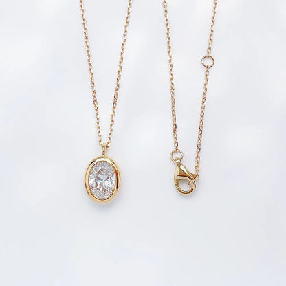 1.02 ct Minimalist Oval-Cut Lab-Grown Diamond Necklace in 18K Yellow Gold – APYN0060-Y