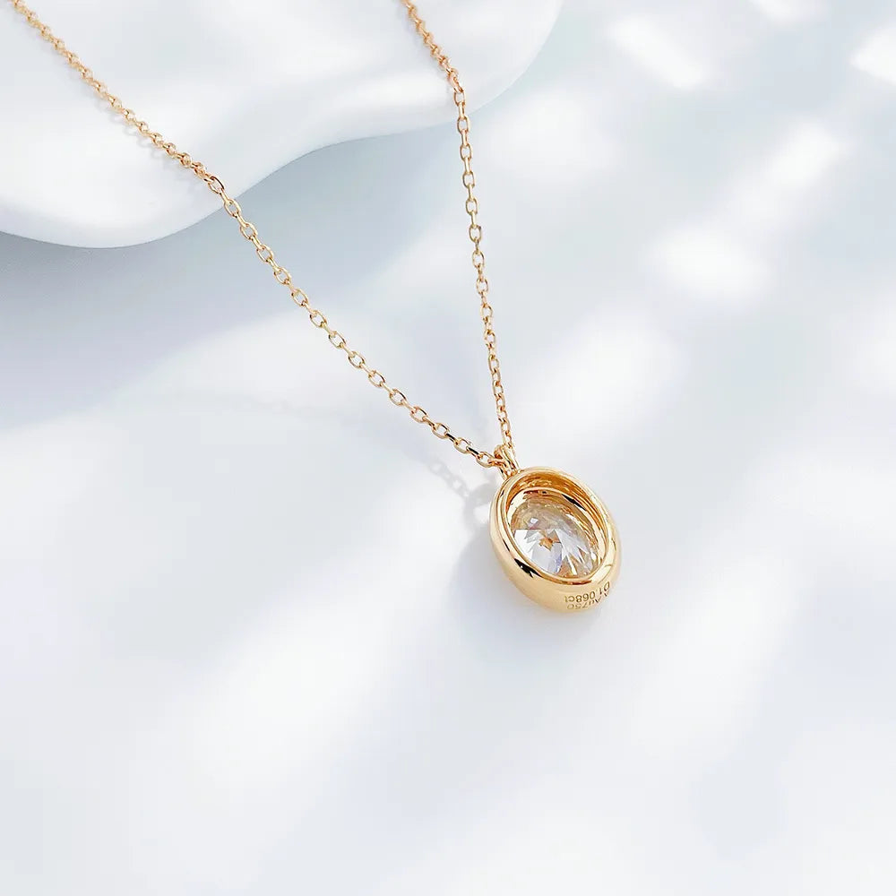 1.02 ct Minimalist Oval-Cut Lab-Grown Diamond Necklace in 18K Yellow Gold – APYN0060-Y