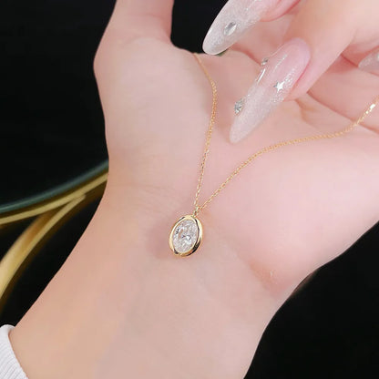 1.02 ct Minimalist Oval-Cut Lab-Grown Diamond Necklace in 18K Yellow Gold – APYN0060-Y