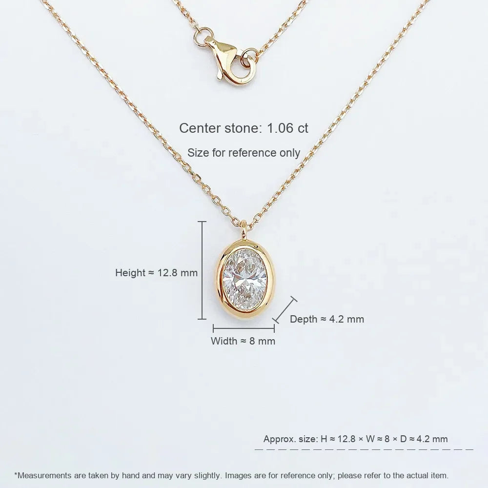 1.02 ct Minimalist Oval-Cut Lab-Grown Diamond Necklace in 18K Yellow Gold – APYN0060-Y