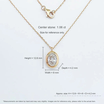 1.02 ct Minimalist Oval-Cut Lab-Grown Diamond Necklace in 18K Yellow Gold – APYN0060-Y