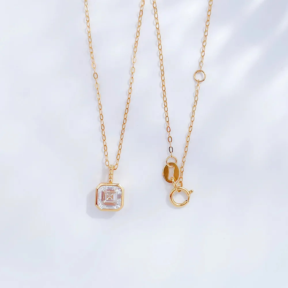 1.06 ct Minimalist Princess-Cut Lab-Grown Diamond Necklace in 18K Yellow Gold