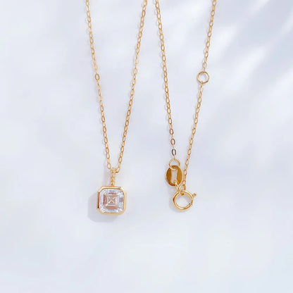1.06 ct Minimalist Princess-Cut Lab-Grown Diamond Necklace in 18K Yellow Gold