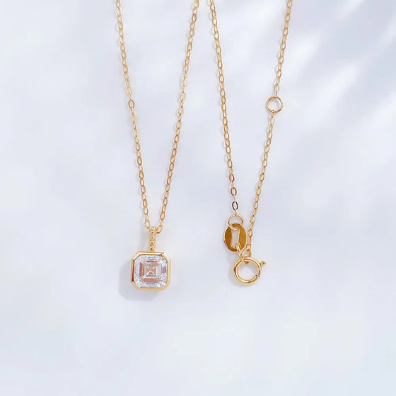 1.06 ct Minimalist Princess-Cut Lab-Grown Diamond Necklace in 18K Yellow Gold