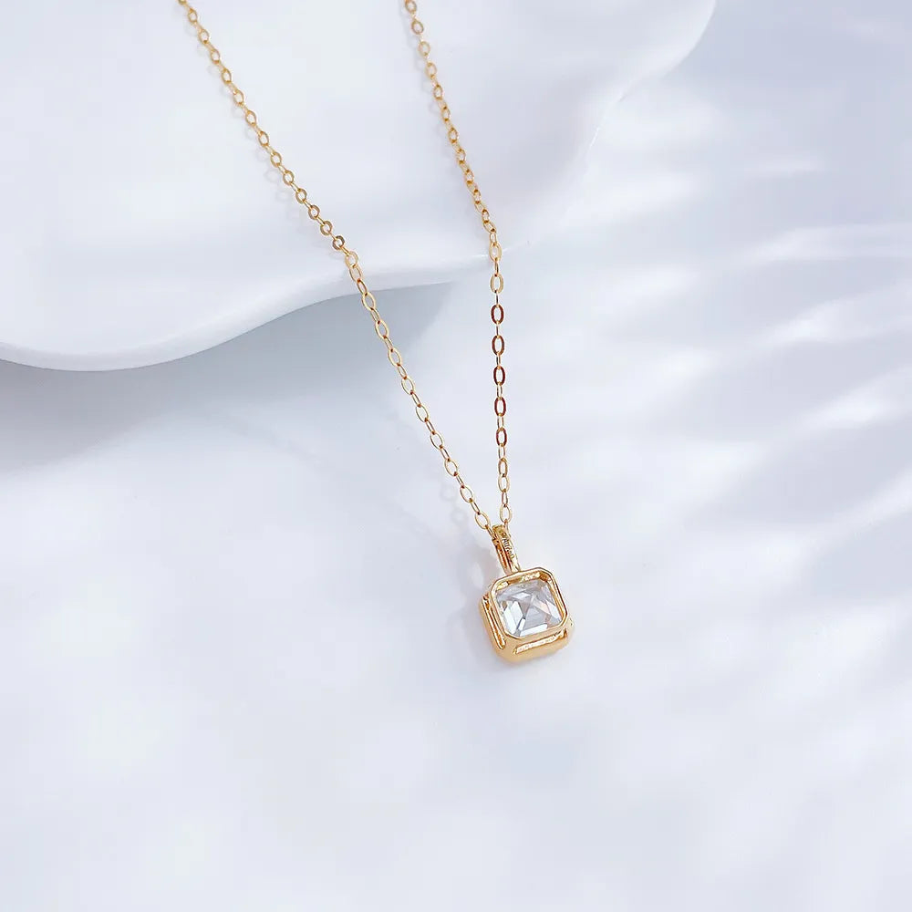 1.06 ct Minimalist Princess-Cut Lab-Grown Diamond Necklace in 18K Yellow Gold