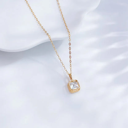 1.06 ct Minimalist Princess-Cut Lab-Grown Diamond Necklace in 18K Yellow Gold